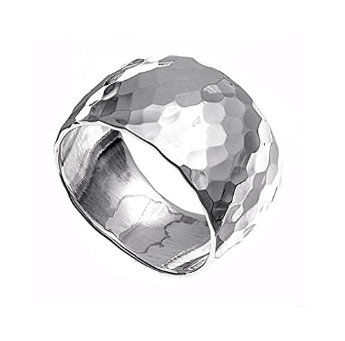 CloseoutWarehouse 925 Sterling Silver Hammered Band Ring
