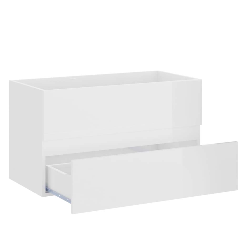 Artículos para el hogar, armario de lavabo con lavabo integrado, madera de ingeniería blanca brillante, muebles de traje