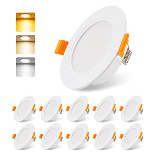 Spots LED encastrables 230 V plats 5W Set de 10, DA LIGHT Lumineux LED encastrables pour salle de bain, salon, cuisine, chambre à coucher