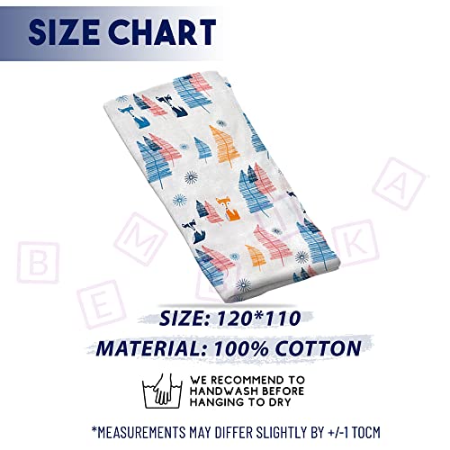Image of BEMBIKA Bamboo Muslin Swaddle Wrap Baby 120X110 Cm Stroller Blanket Receiving Blanket for Newborn (Pine Tree Pattern)