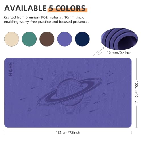 Image of HAHE Extra Wide Yoga Mat, 72 inchx40 inchx0.4 inchThick, Large Exercise Mats