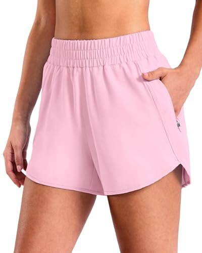 SANTINY Women's 3"/4"/5" Athletic Running Shorts (Pink-L3_XL)