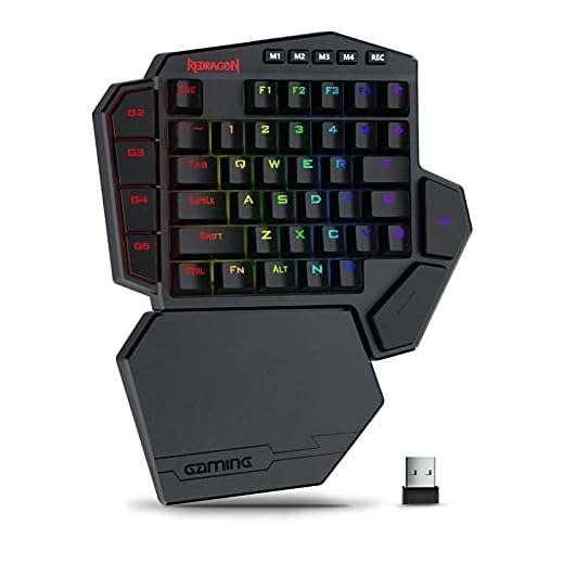 Redragon K585 DITI Wireless One-Handed Mechanical Keyboard, 42 Keys 2.4Ghz RGB 40% Gaming Keypad with 7 Onboard Macro Keys, Detachable Wrist Support, Durable Battery (Red Switch)