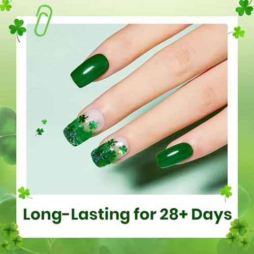 Image of Beetles Shamrock Gel Top Coat, Clover Glitter Top Coat Gel Nail Polish with Four-Leaf Clover Sequins Overlay No Wipe Shine Finish Long Lasting Soak Off U v Lamp Nail Art Design Manicure Diy at Home