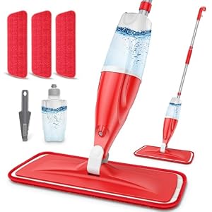 Spray Mops for Floor Cleaning: EXEGO Wet Mop with 3 Washable Microfiber Pads for Swiffer Powermop – Floor Flat Mop Dust Dry Nops for Hardwood Tile Wood Laminate Vinyl Marble – Home Commercial Mop