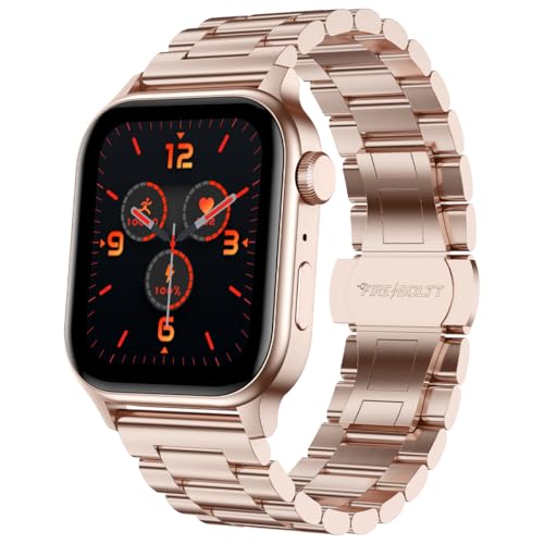 Image of Fire-Boltt Rise Luxe Bluetooth Calling Smart Watch, 1.85 inchHD Display,AI Outfit Watch Face, 2 Looks in 1 Watch, Extra Straps at ₹99, 120+ Sports Modes, Metal Smartwatch for Men & Women (Rose Gold)