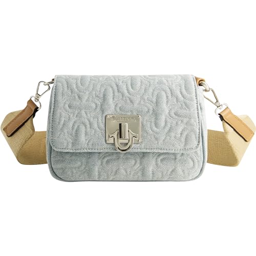 Image of True Religion Women's Crossbody Bag, Quilted Denim Purse Handbag with Adjustable Removable Shoulder Strap