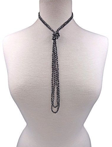 Mgr My Gems Rock! 4Mm Petite Faceted Cut Hematite Beaded Endless Infinity Long Necklace, Approx. 70-Inch Long. #TOP2