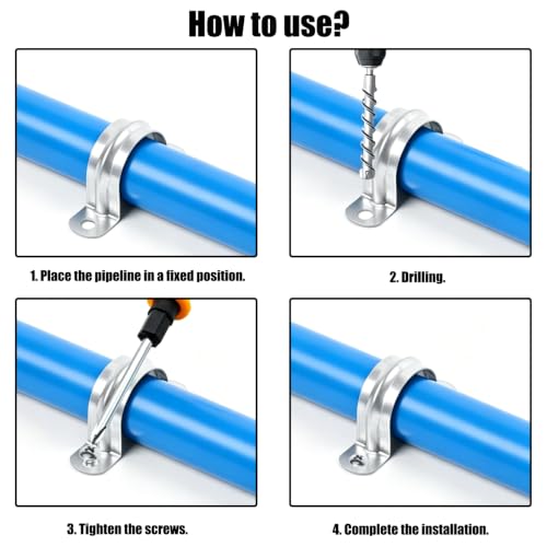 Image of 32Pcs 50mm / 2 inch Stainless Steel U Bracket Pipe Clamps | Conduit Clamps, Rigid Pipe Strap, Two Hole Cable Strap, Fit for Tube, Wire Cord, Pipe (OD 50mm / 2 inch is not ID 50mm / 2 inch)