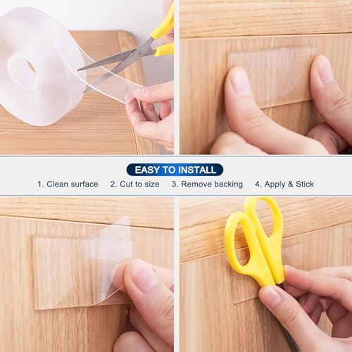 Image of Multipurpose Double Sided Nano Tape Heavy Duty - Strong Adhesive Silicone Gel Tape, Heat Resistant, Removable, Washable & Reusable Anti-Slip Multi-Functional Grip