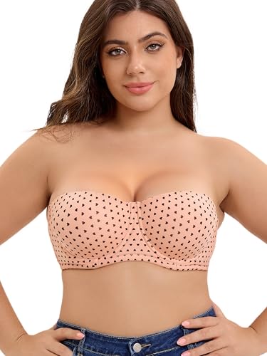 Image of Women's Push up Strapless Bra for Large Breasts with Clear Straps, Never Move On Party Cup B /C /D /DD /DDD /G