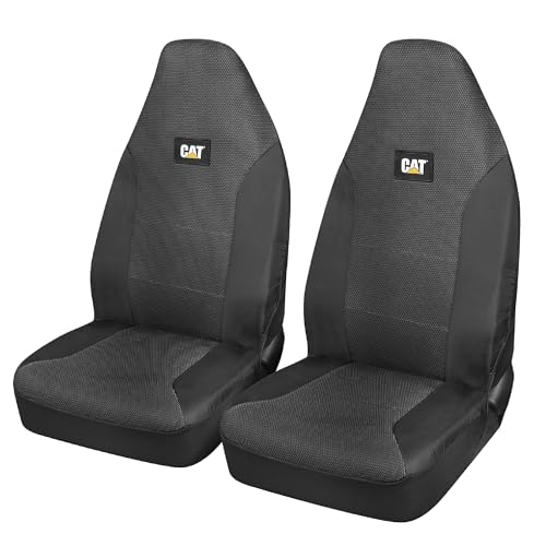 CAT Semi Truck Seat Covers - Universal Fit Breathable Mesh Covers for Semi Trucks 18 Wheelers & Big Rigs - Interior Truck Accessories for Long Haul Drivers Durable & Comfortable Design