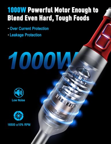 Powerful Immersion Blender handheld, 2025 New Update Hand Blender, Scratch-Resistant Corded Hand Mixer with Heavy-Duty Copper Brushless Motor and Gift Box Red - Image 2