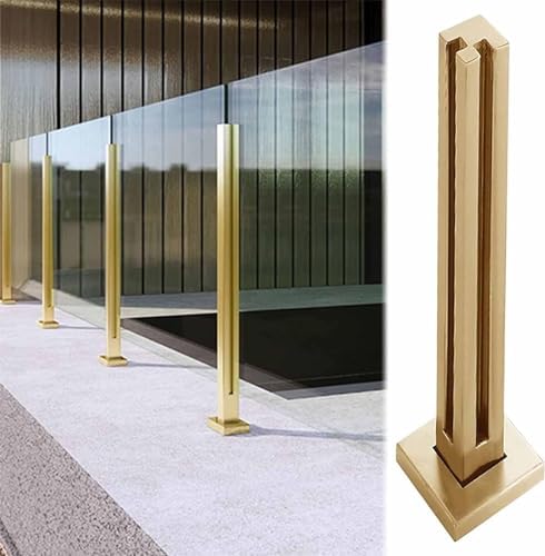 Glass Railing Post System - Secure Balustrade Kit with Square Clamp for Balcony, Staircase, Deck Guardrail - Durable, Easy Install, Modern Design, Safety Compliant