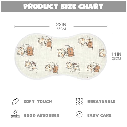 vvfelixl Muslin Burp Cloths Cartoon Kitten Briefcase Baby Washcloths for Baby Girl Boys 2 Pack2
