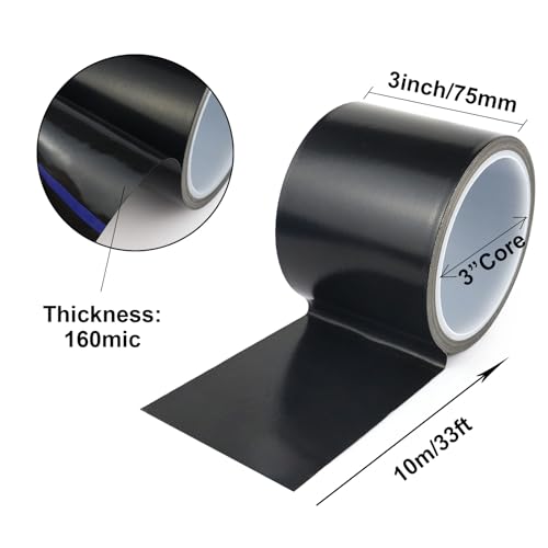Image of BOMEI PACK Black PTFE Teflonn Glass Cloth Tape, 3'' x 33ft High Temperature Tape Fiberglass Adhesive, Heat Resistant for Fabric,High-Speed Sealing Machine,Vacuum Sealer Machine,1 Pack