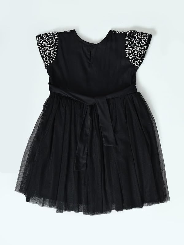 Image of mini mama Girl's Polyester Modern Knee-Length Dress