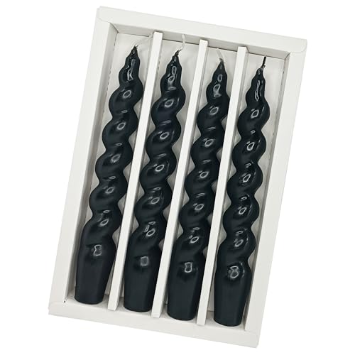 Bougies coniques noires torsadées haut de gamme pour intérieur chic