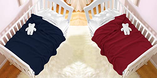 Image of Amazon Brand - Umi Super Soft Single Layered Flannel Baby Blanket - Blue & Maroon | Cozy & Breathable | Warm, Soft, and Comfortable | Perfect for Newborns | Unisex Design for Boys & Girls (Pack of 2)