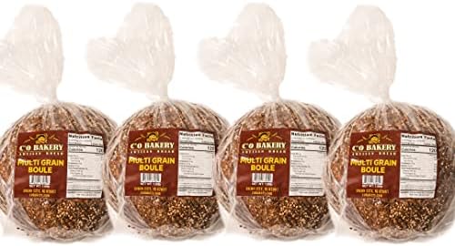 C'O Bakery Artisan Bread Multi Grain Boule - Handmade, All Natural, High Fiber, Sliced Sandwich Loaf Multipack (Pack of 4 Loaves)