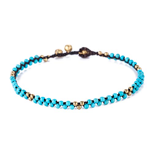 Image of kelistom Bohemian Ankle Bracelets for Women Handmade Natural Stone Beaded Chain Anklet