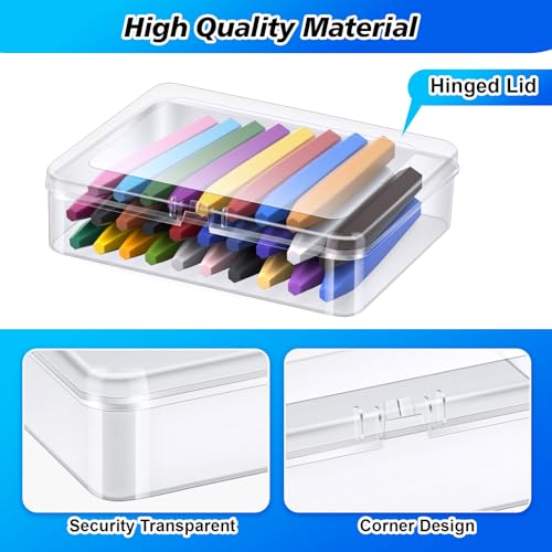 Image of 12 Pcs Large Plastic Crayon Box, 4.9 x 4 x 1.3 Inches Clear Storage Containers Box with Lid for Collecting Small Items, Beads, Game Pieces, Business Cards, Crafts Accessories (12)
