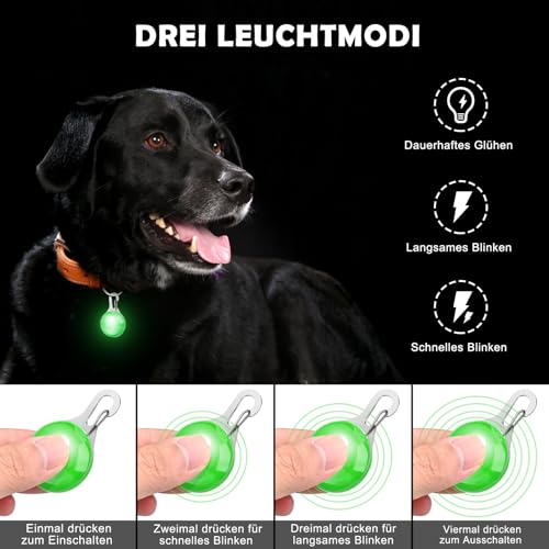 Faburo 2 Stück Leuchtanhänger Hund, Blinklicht Schulranzen, Bunte Blinklicht Hundelicht mit 3 Blinkmodi für Hunde Kinder Jogger Camper, Leuchtanhänger Kinder für Geschirr, Hunde Leuchtanhänger