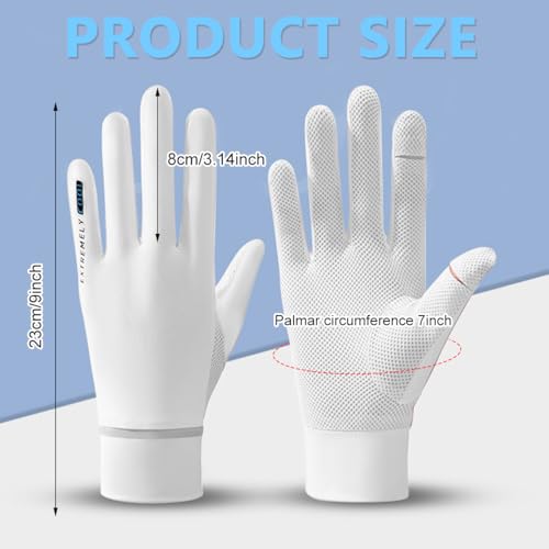 Image of PALAY Hand Gloves for Sun Protection, White Summer Sun Protection Gloves for Women Bike Riding, Cooling Silk UPF 50+ Breathable Hand Glove For Cycling Riding Fishing, Non Slip & Touch Screen