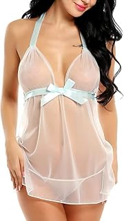 Women's Satin Transparent Babydoll Lingerie with Lacy Cups & Stylised Back Floral Above Knee Honeymoon Night Dress Price In India