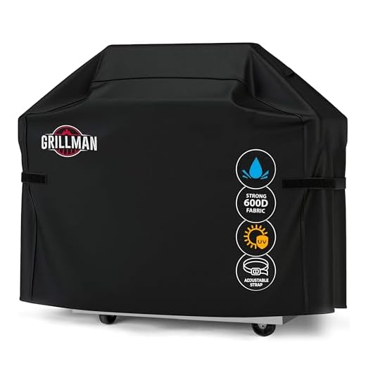 Grillman Premium BBQ Grillabdeckung Heavy Duty Gasgrill Abdeckung für Weber, Brinkmann, Char Broil etc. Reißfest, UV & Wasserfest (60 inch / 152 cm, Schwarz)