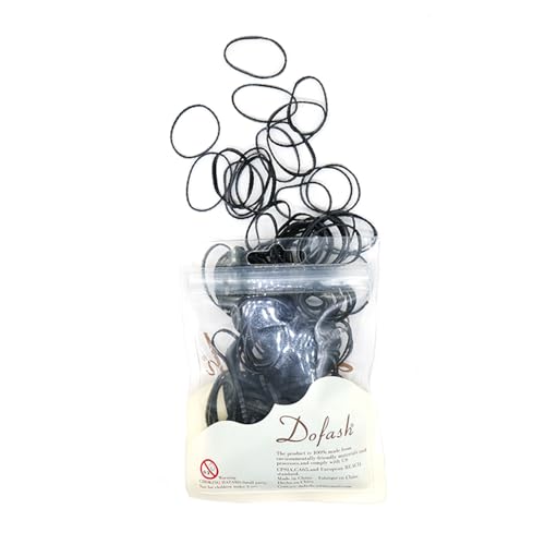 Dofash 2 * 75MM Polybands Elastic Hair Ties - 200pcs (Black), Black3, 2*75MM - Image 2