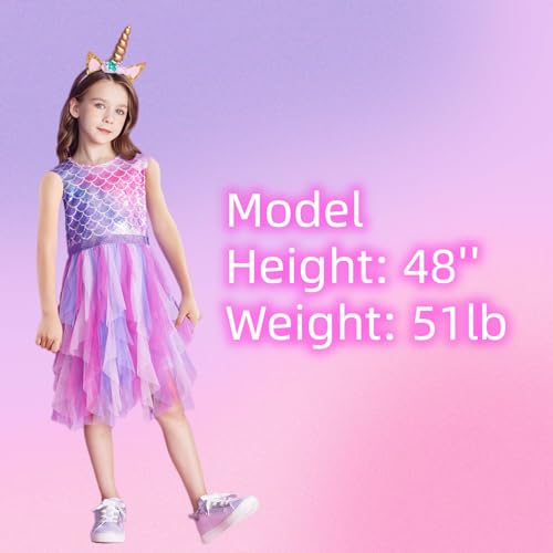 DXTON Toddler Girls Tutu Dresses Summer Short Sleeve Tulle Birthday Party Sundress for 3-8 Years4