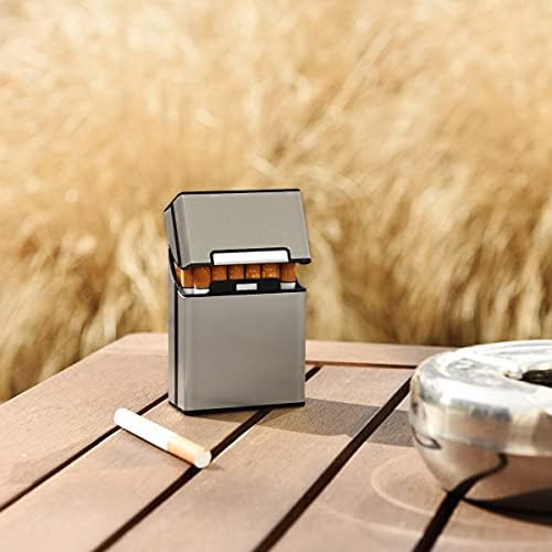 Cigarette Case Aluminum for Whole Package Cigarettes 20 Pieces, Flip Top Cigarette Case for Men Women and Ladies, Gray