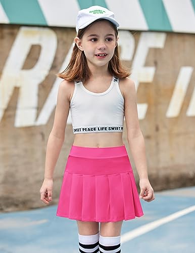 Image of Arshiner Girls Tennis Skirt with Shorts Pockets Athletic Pleated Golf Skort | Girls School Uniform Skirt, Sport, Performance, Running, Workout, Cheer, High Waisted, 4-13 Years