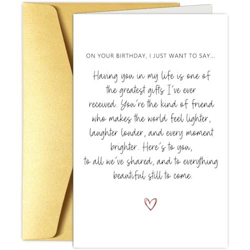 Obbyidk Heartfelt Friend Birthday Card for Women Men, Poem Birthday Card for Best Friend, Bestie Bday Gifts for Him Her, You Make The World Better