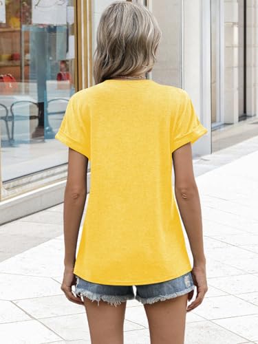 Image of EyMuse Womens Short Sleeve Henley Tops Fashion Casual V Neck Summer Tshirt | Summer Button Up Top Fashion Soft Basic Tees Blouses Spring Comfortable Classic Clothing Resort Wear for Women 2026