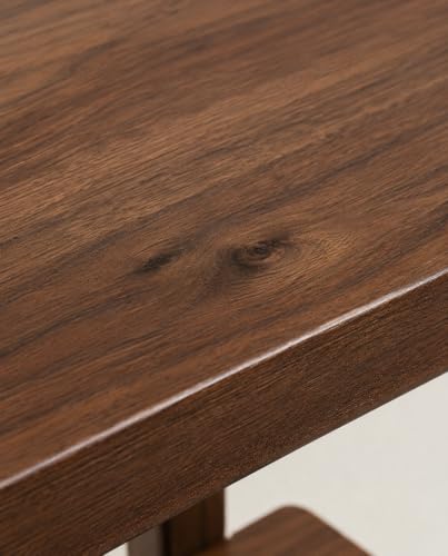 Image of Solid Sheesham Wood Side Table with Storage Shelf, Modern End Table for Living Room & Bedroom, Walnut Finish