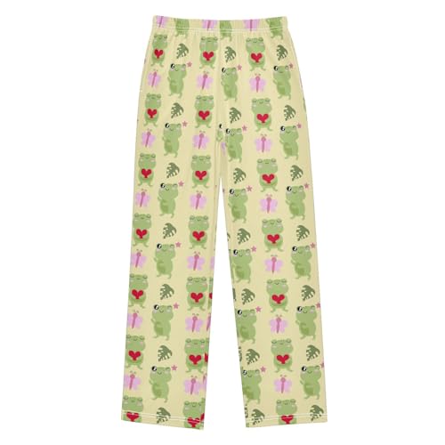 Lovely Frog Butterfly with Love Boys Long Pants Soft Trousers Elastic Waist Kids Lounge Bottoms with Pockets S-XL - Main Image