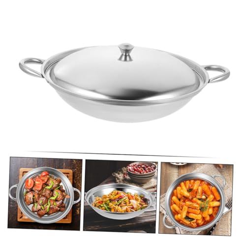 Olla de acero inoxidable con tapa 3.5 quart wok doble asa miniatura 3