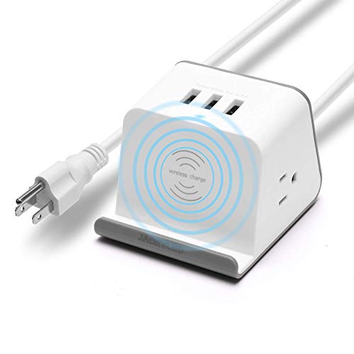 JACKYLED Wireless Charger Power Strip Surge Protector 4.8A USB Charging Station for Multiple