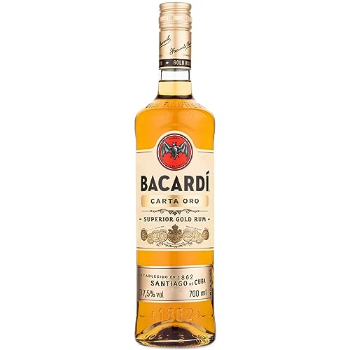 BACARDÍ Carta Oro Gold Rum, Vol. 37,5%, 70 cl / 700 ml, iconico rum dei Caraibi, ideale per il cocktail Cuba Libre