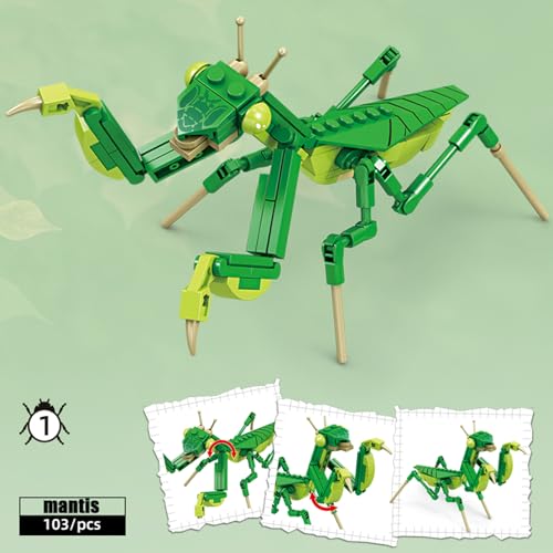 Image of Mini Insect Building Blocks Toy Insect Collection Building Block Set Insects Collection Building Blocks Bugs Toy Building Sets for Kids 6+ (Mantis)