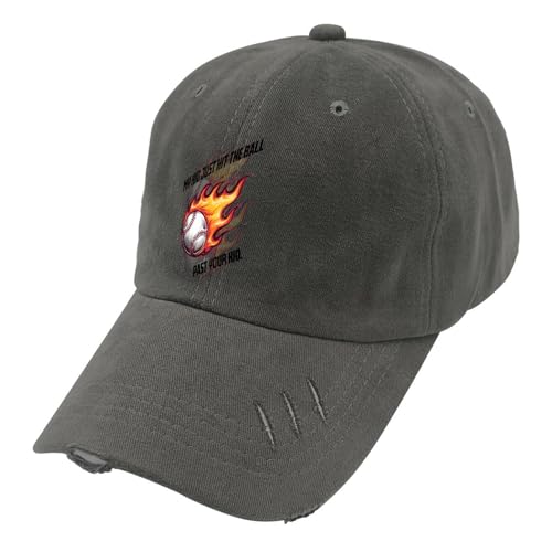 My Hid Just Hit The Baseballs Pasts Your Kid Hat for Mens Washed Distressed Baseball Caps Vintage Washed Running Hats Breathable Dark Grey3