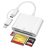 CF Card Reader, 3-In-2 Lightning/USB-C CF/TF/SD Card Reader for iPhone & Android, Camera to iPhone Adapter Memory Card Reader for iPhone16/15/14/13/12/11 Series, iPad, MacBook, Android, etc