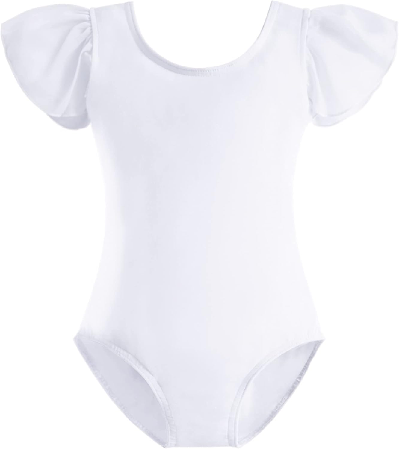 Stelle Girls Leotards Black Ballet Dance Leotards Ruffle Short Sleeve Gymnastics Outfits(Toddler/Little Kid/Big Kid)