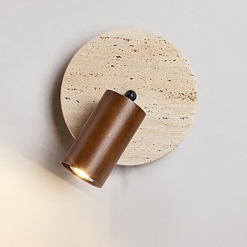 TOKTOP Applique da parete in Travertino giallo naturale, vintage per interni faretti da parete orientabili lampada da parete per camera da letto, soggiorno, corridoio, luce calda 3000 K