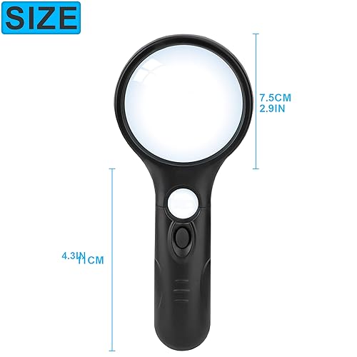 Magnifying Glass, 45X Handheld Reading Magnifying Glass with 3 LED Lights - Image 4