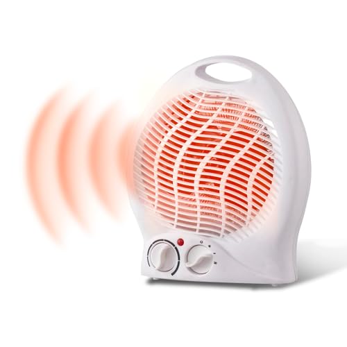 Termoventilatore Caldo Bagno | Protezione anti Soffocamento | Regolazione Temperatura e Velocità | Appendibile a parete con 2 temperature 1000/ 2000W Bianco 2 Potenze con Termostato