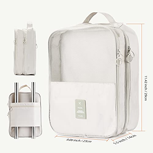 Travel Shoe Bag Holds 3 Pair Of Shoes, Hezelf Shoe Storage Pouch For Travel And Daily Use, Travel Suitcase Shoe Organizer, Waterproof (1Pack-Beige) #TOP1