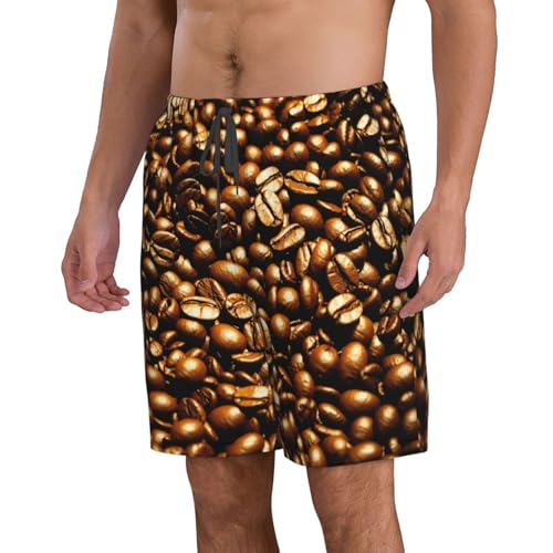 Funny Roasted Coffee Beans Print Stylish Men Beach Shorts Lightweight Cozy Swim Trunks Summer Casual Outings Holiday2